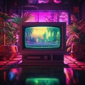 Retro Gamer Room Cyberpunk Style