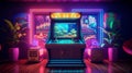 Retro Gamer Room Cyberpunk Style