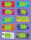Colorful Retro Handheld Consoles. Royalty Free Stock Photo