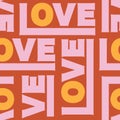 Colorful retro mood of Love typography seamless pattern vector Design for fashion , fabric, textile, wallpaper, cover, web ,