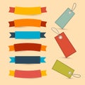 Colorful Retro Ribbons, Labels Set Royalty Free Stock Photo