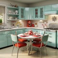 A colorful retro 1950\'s kitchen. Royalty Free Stock Photo