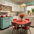 A colorful retro 1950\'s kitchen. Royalty Free Stock Photo