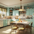 A colorful retro 1950\'s kitchen. Royalty Free Stock Photo