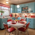 A colorful retro 1950\'s kitchen. Royalty Free Stock Photo