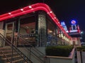 Colorful Retro Silver Diner Open at Night Royalty Free Stock Photo