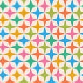 Mid century modern colorful retro stars seamless pattern in orange, yellow, blue , pink and yellow. Royalty Free Stock Photo