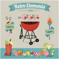 Retro Elements BBQ Party Royalty Free Stock Photo