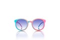 Colorful retro sun glasses on white background