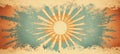 Colorful Retro Sunburst Vintage Banner Background With Grunge Effect And Vibrant Colors