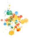 Colorful retro vintage abstract watercolour aquarelle art hand paint on white background. painting with paint blots Royalty Free Stock Photo