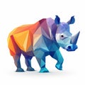 Colorful Polygonal Rhino Sculpture With Minimalistic Design