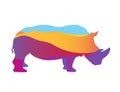 colorful Rhino silhouette. Flat style.