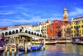 Rialto Bridge Grand Canal Ferry Venice Italy