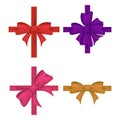 Colorful ribbon with bow set. Tape decor for present