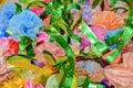 Colorful ribbons flower green,pink,blue and orange for background