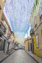 Colorful ribbons in the street in Agueda, Portugal