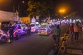 Colorful rickshaws in Yogykarta at night