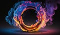 a colorful ring of smoke on a black background with a black background Royalty Free Stock Photo