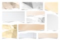 Colorful ripped paper strips isolated on white background. Realistic lined paper scraps with torn edges. Sticky notes Royalty Free Stock Photo