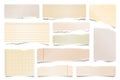 Colorful ripped paper strips isolated on white background. Realistic lined paper scraps with torn edges. Sticky notes Royalty Free Stock Photo