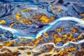 Colorful River Aerial taken in Southern Iceland