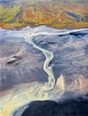 Colorful River Aerial taken in Southern Iceland