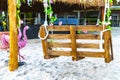 Colorful Riviera Maya swing lettering sign symbol on beach Mexico