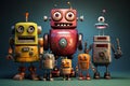 colorful robot family technology AI generated