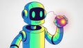Colorful robot holding computer mouse icon. Royalty Free Stock Photo