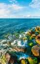 Colorful rock formation in the sea of Bornholm, Denmark Royalty Free Stock Photo