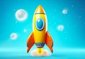 Colorful Rocket Toy on Blue