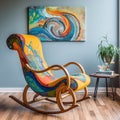 Colorful Rocking Chair: A Modern American Armchair For Comfortable And Relaxing Fabric Art