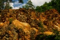 Colorful rocks next to the yellow and purple lake