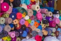 Colorful roll of cotton Fabrics sale in the market.