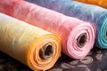 Colorful roll of mulberry paper, concept of Craft material, created with Generative AI technology