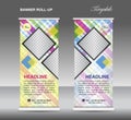 Colorful Roll up banner template vector, roll up stand, display, banner design, flyer, advertisement