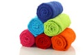 Colorful rolled up and stacked bathroom towels Royalty Free Stock Photo