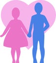 Colorful Romance Pink and Blue Couple Symbol and Heart Passion Vector