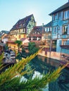 Colorful romantic city Colmar, France, Alsace. Traditional houses near the river. Medieval home facade, historic town Royalty Free Stock Photo