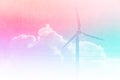 Colorful romantic dream sky with power generator windmill Royalty Free Stock Photo