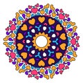 Colorful romantic heart shapes mandala