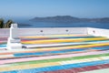 Colorful rooftop in Fira town, Santorini, Greece
