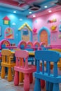 A colorful room with a pink and blue theme Royalty Free Stock Photo