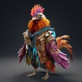 Colorful Rooster Concept Art With Stylish Costume Design