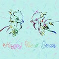 Colorful Roosters on a light background Happy New Year