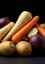 Colorful Root Vegetables on Dark Background Royalty Free Stock Photo