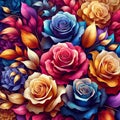 The colorful of rose flowers in bold painting, aesthetic, floral art