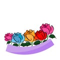 Colorful rose painting on white background