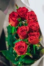 Colorful red roses bouquet flowers romanric  valentines day holiday gift Royalty Free Stock Photo